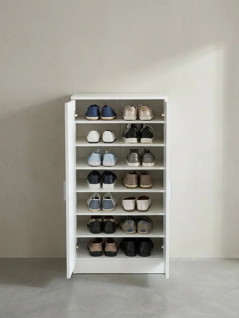 Schuhschrank – Weiß, für ca. 14 Paar Schuhe, 2 Türen, 2 Schubladen