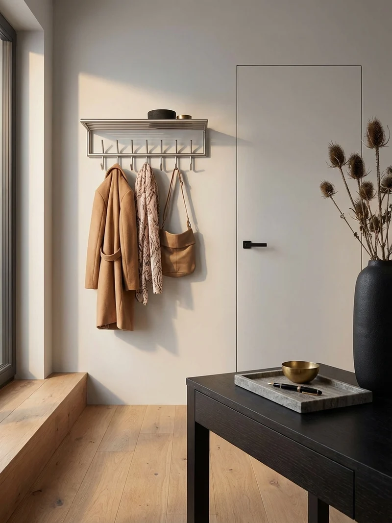 Wandgarderobe Metall Silber Modern mit Aufbewahrungsmöglichkeiten