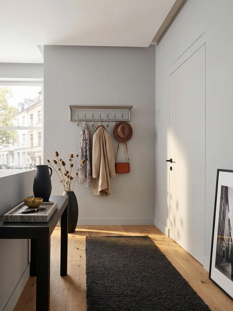 Wandgarderobe Metall Silber Modern mit Aufbewahrungsmöglichkeiten