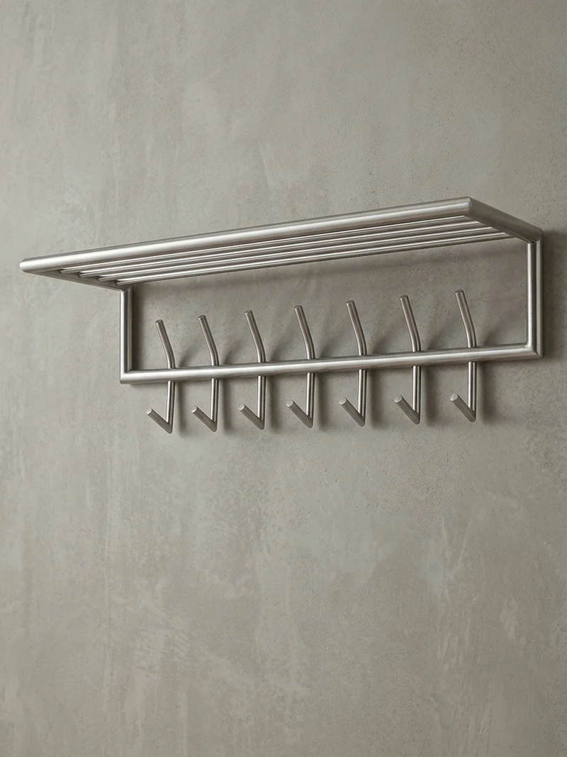 Wandgarderobe Metall Silber Modern mit Aufbewahrungsmöglichkeiten