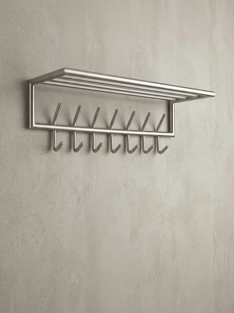Wandgarderobe Metall Silber Modern mit Aufbewahrungsmöglichkeiten