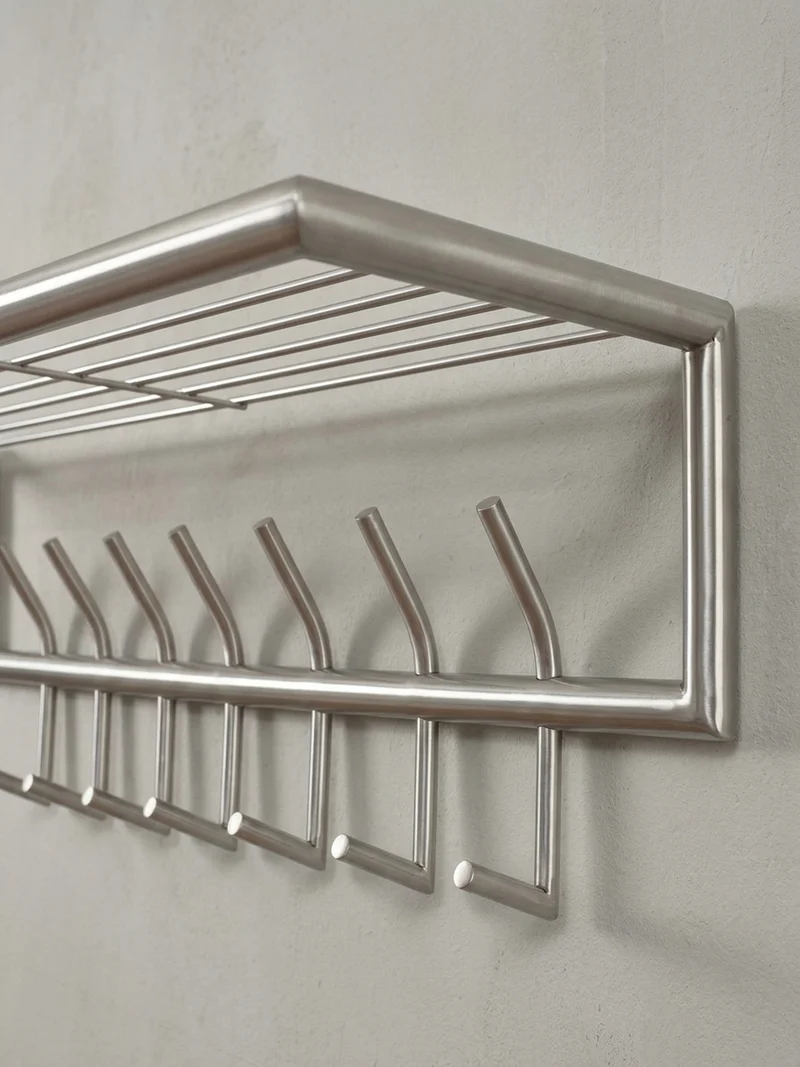 Wandgarderobe Metall Silber Modern mit Aufbewahrungsmöglichkeiten