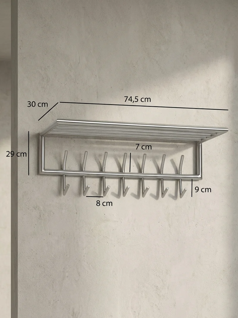 Wandgarderobe Metall Silber Modern mit Aufbewahrungsmöglichkeiten