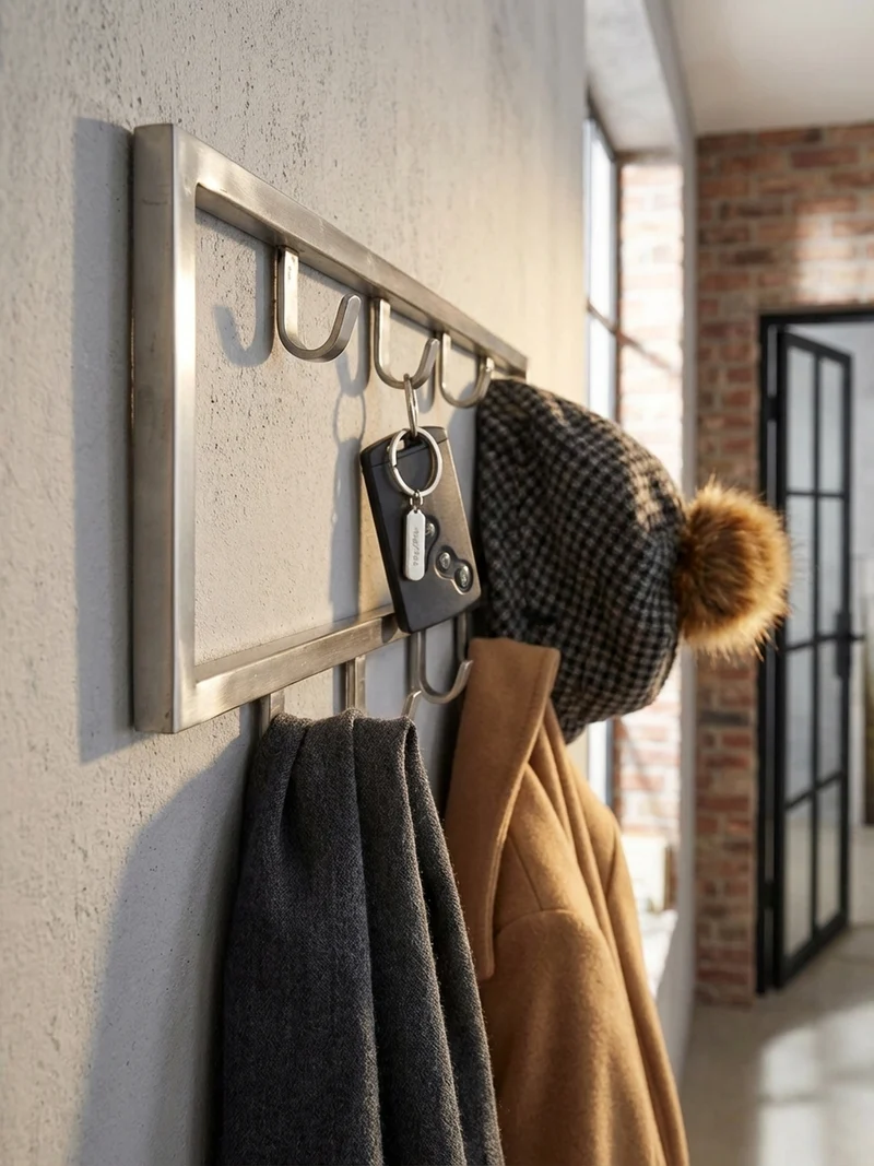 Wandgarderobe Metall Silber Modern poliert