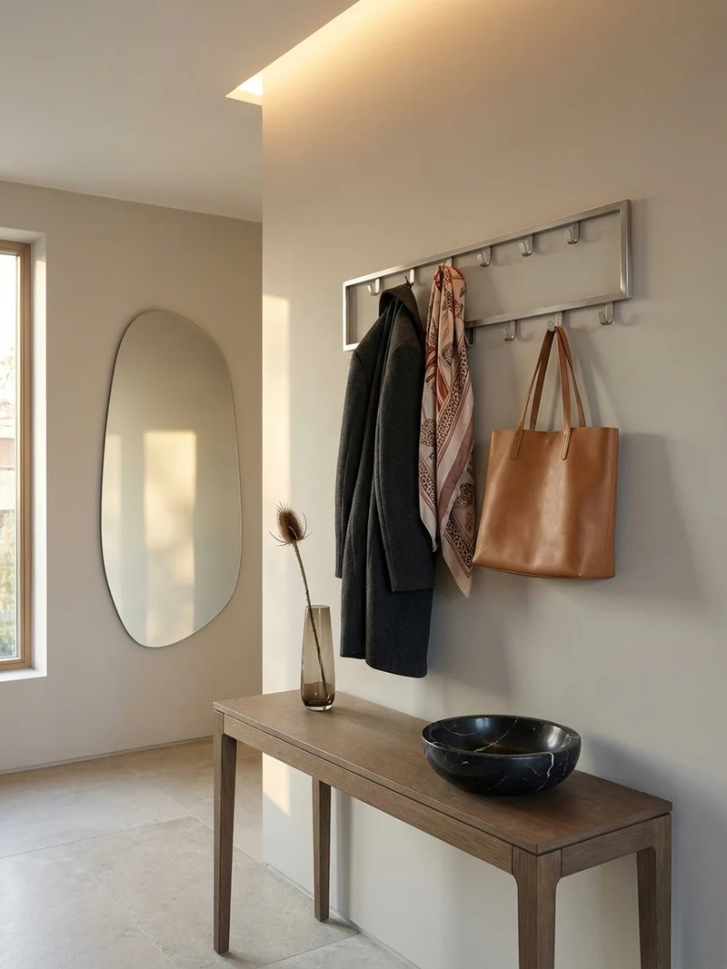 Wandgarderobe Metall Silber Modern mit 15 Haken