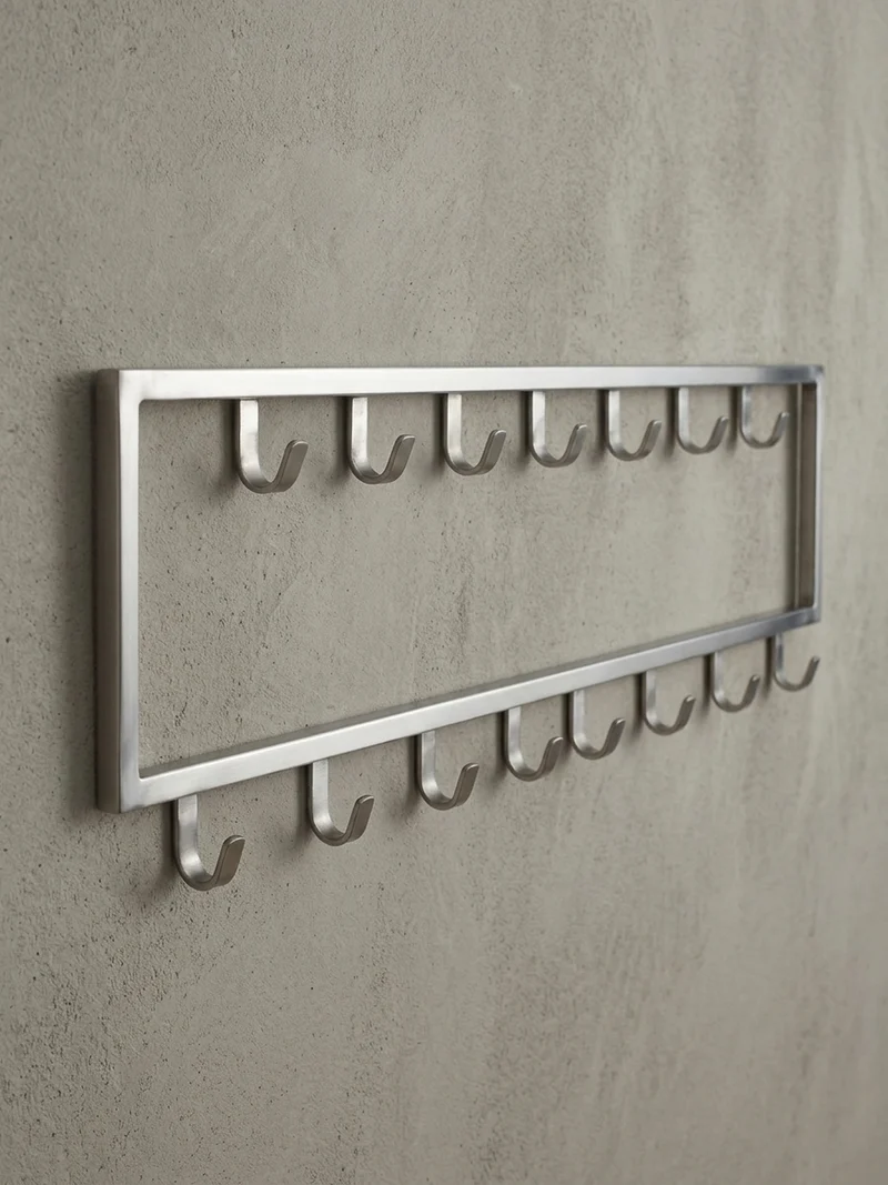 Wandgarderobe Metall Silber Modern mit 15 Haken