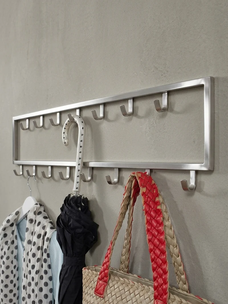 Wandgarderobe Metall Silber Modern mit 15 Haken