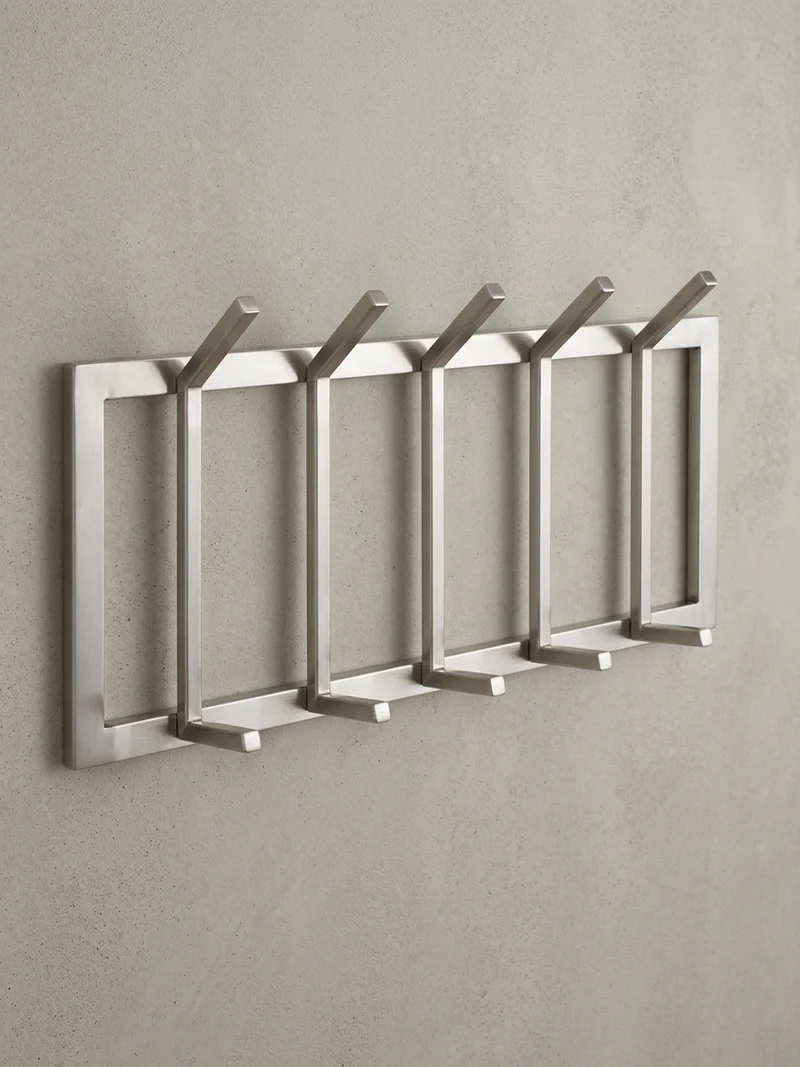 Wandgarderobe Metall Silber Modern mit 10 Haken