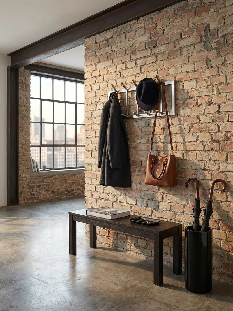 Wandgarderobe Metall Silber Modern mit 10 Haken