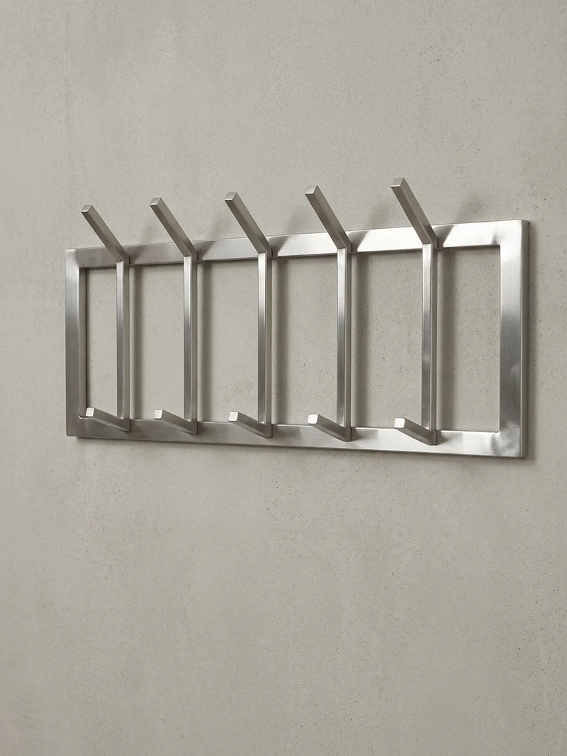 Wandgarderobe Metall Silber Modern mit 10 Haken