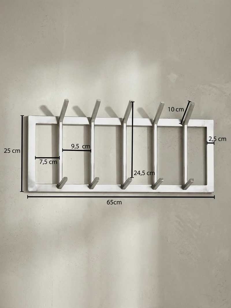 Wandgarderobe Metall Silber Modern mit 10 Haken