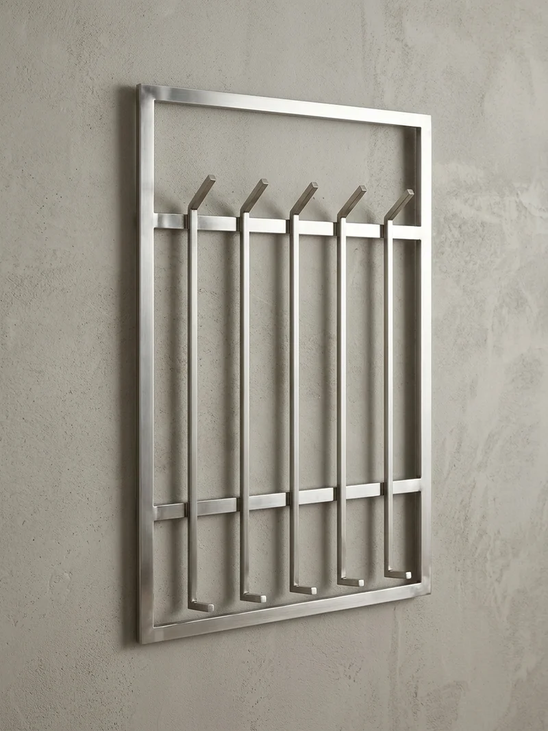 Wandgarderobe Metall Silber Modern 60x100x7,5 cm schlichtes Design