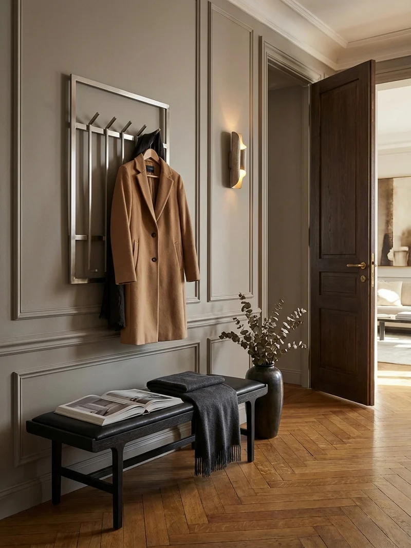 Wandgarderobe Metall Silber Modern 60x100x7,5 cm schlichtes Design