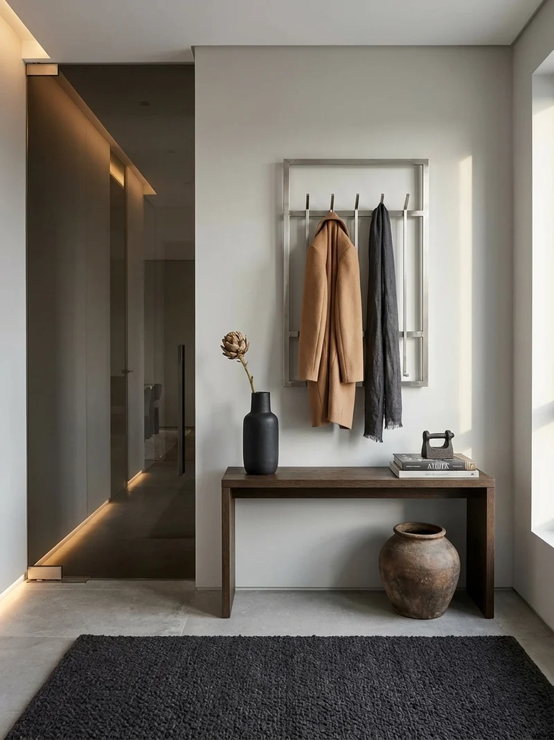 Wandgarderobe Metall Silber Modern 60x100x7,5 cm schlichtes Design