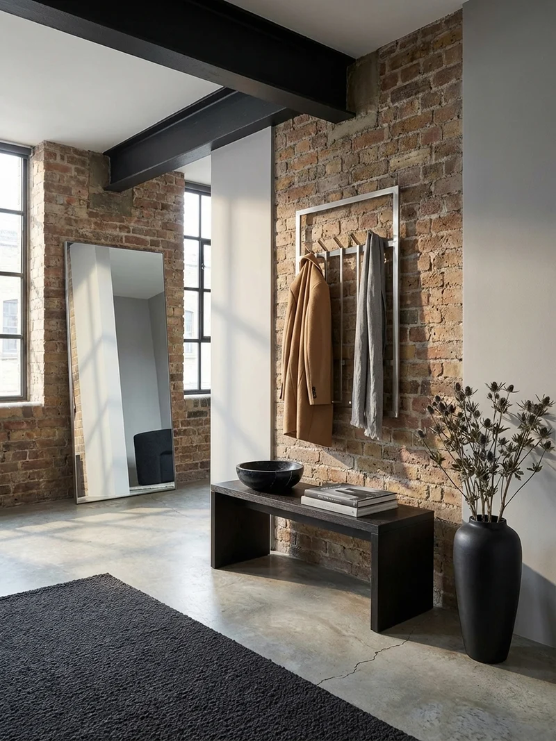 Wandgarderobe Metall Silber Modern 60x100x7,5 cm schlichtes Design