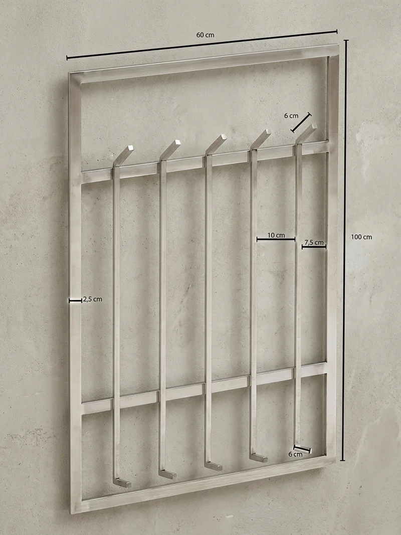Wandgarderobe Metall Silber Modern 60x100x7,5 cm schlichtes Design