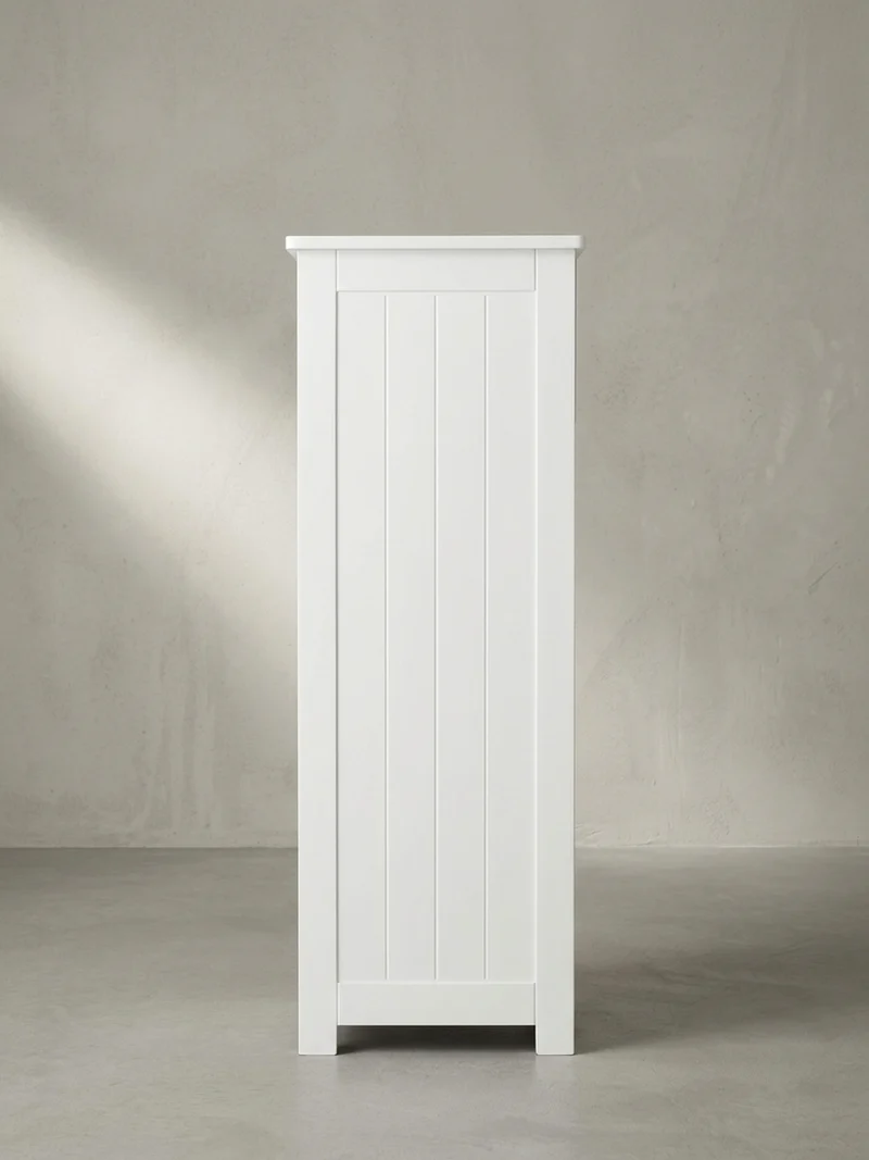 Badkommode Weiß 30x83x30 cm im Landhausstil mit 4 Schubladen und Ablagefläche