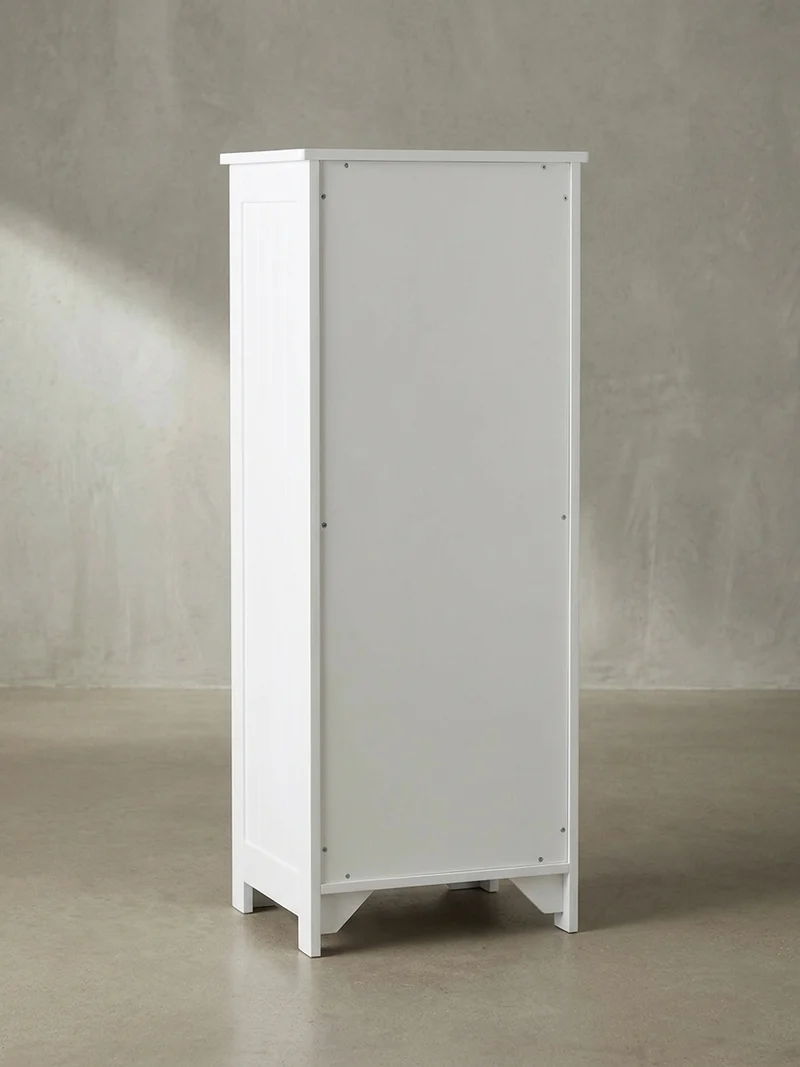 Badkommode Weiß 30x83x30 cm im Landhausstil mit 4 Schubladen und Ablagefläche