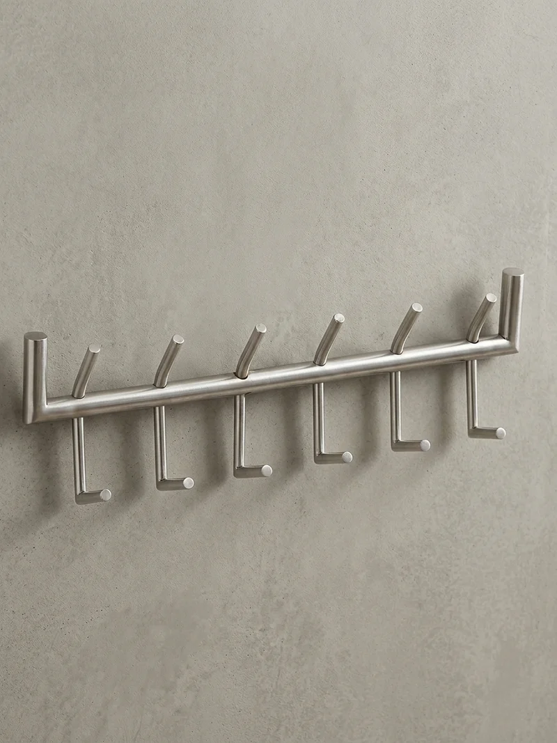 Wandgarderobe Metall Silber Modern 60x19x10 cm mit 12 Haken