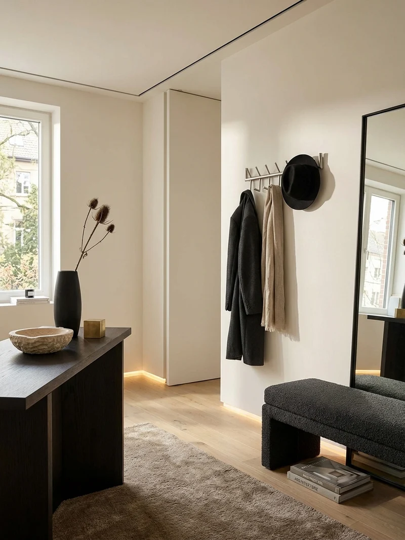 Wandgarderobe Metall Silber Modern 60x19x10 cm mit 12 Haken