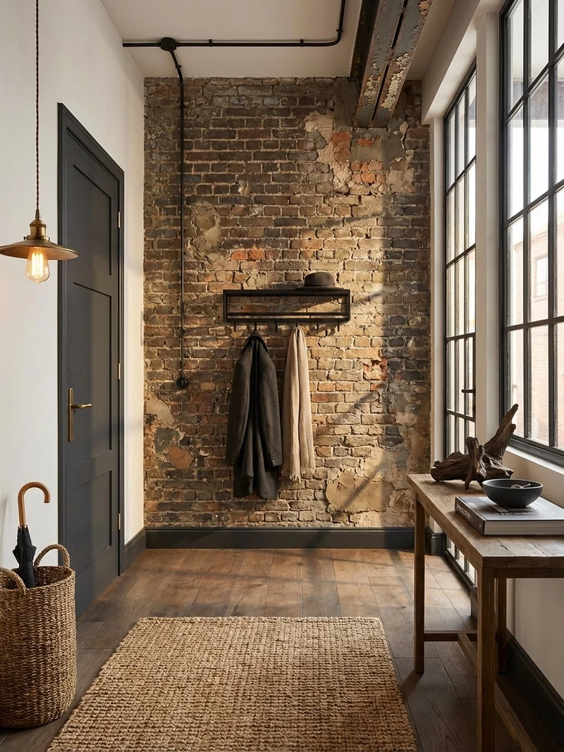 Wandgarderobe Metall Schwarz Modern mit 5 Haken und Kleiderstange