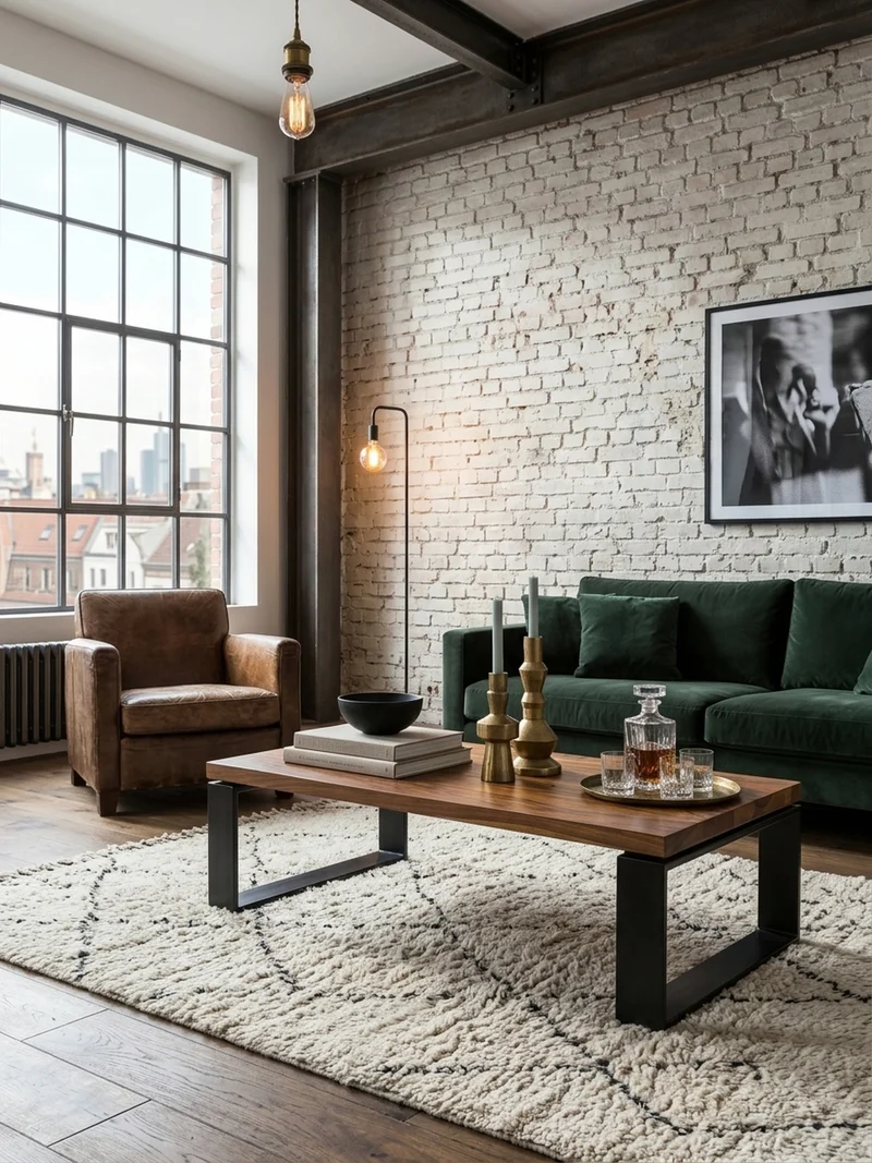 Couchtisch aus Holz und Metall, Industriedesign, Einzigartige Maserung, 115x60x35 cm