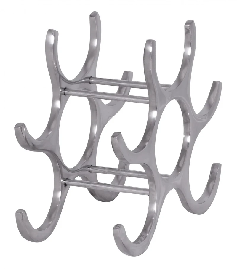 Weinregal Aluminium Modern Stil für 6 Flaschen platzsparend 24x29x14cm