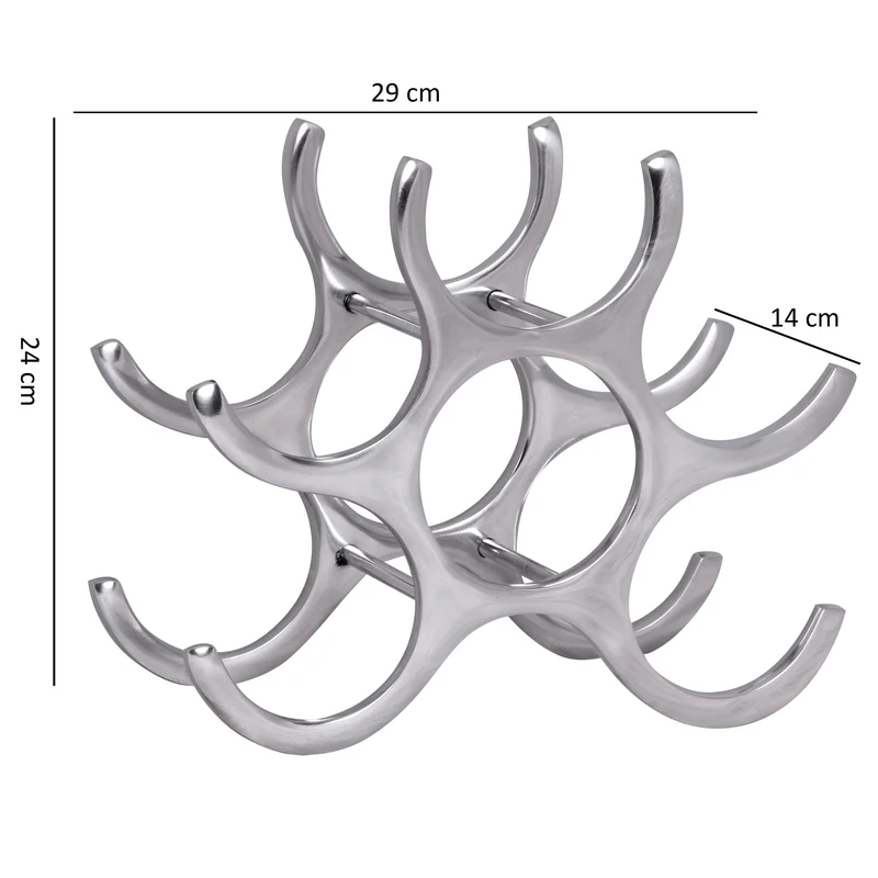 Weinregal Aluminium Modern Stil für 6 Flaschen platzsparend 24x29x14cm
