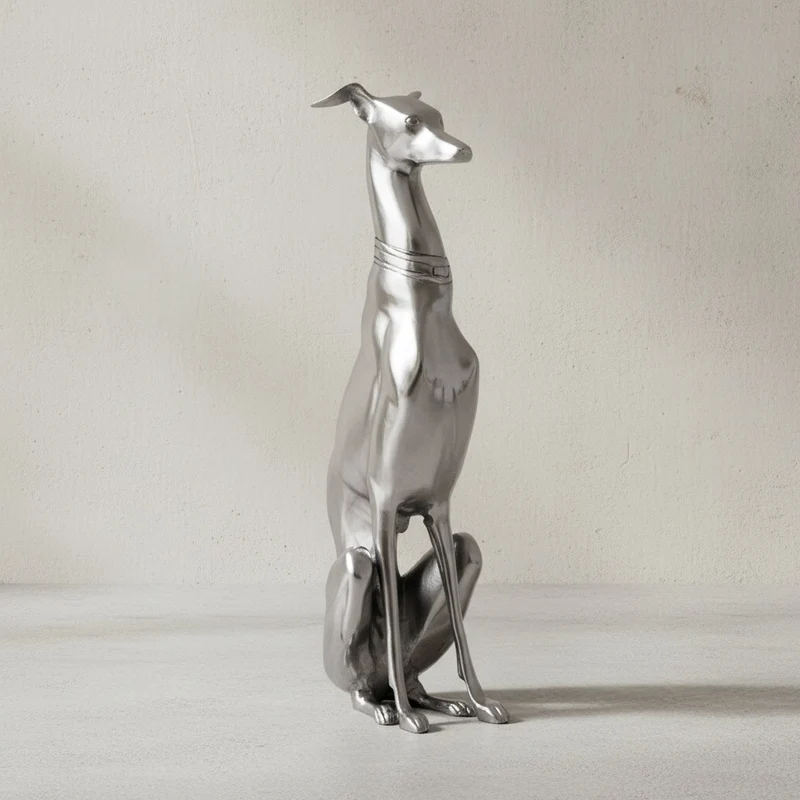 Dekofigur Windhund Aluminium 18x70 cm handgefertigt