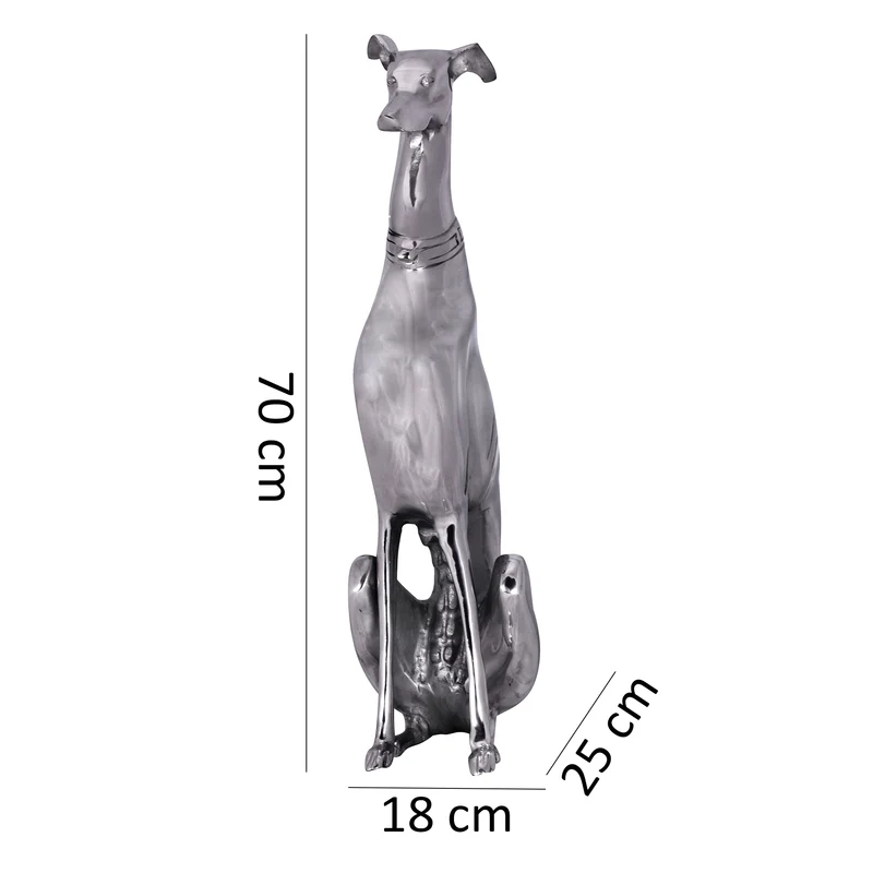Dekofigur Windhund Aluminium 18x70 cm handgefertigt