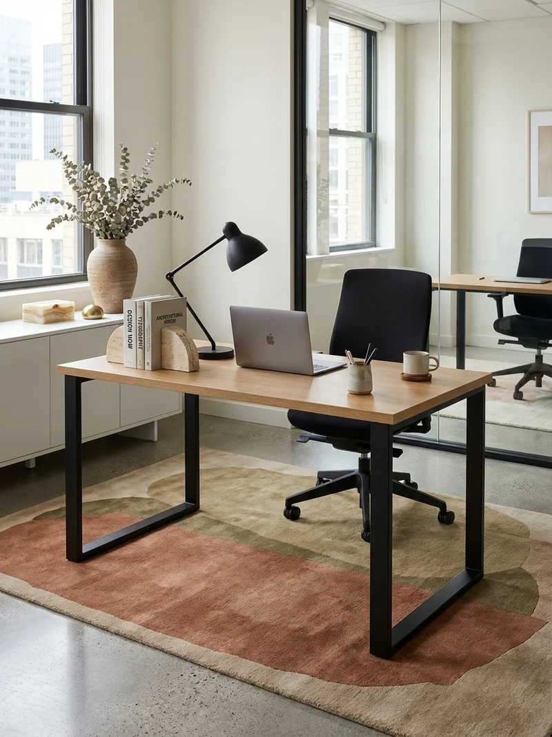 Schreibtisch – Eiche, 120x60x76 cm, Metallbeine, robust & vielseitig