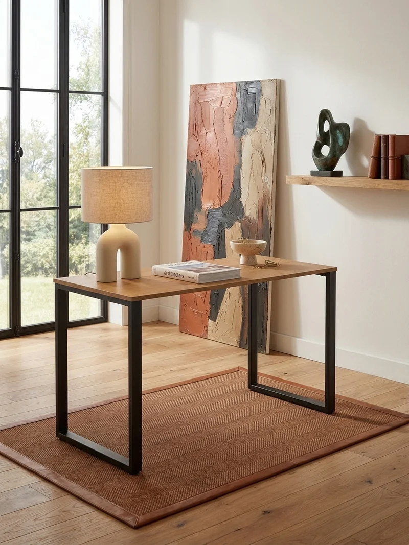 Schreibtisch – Eiche, 120x60x76 cm, Metallbeine, robust & vielseitig