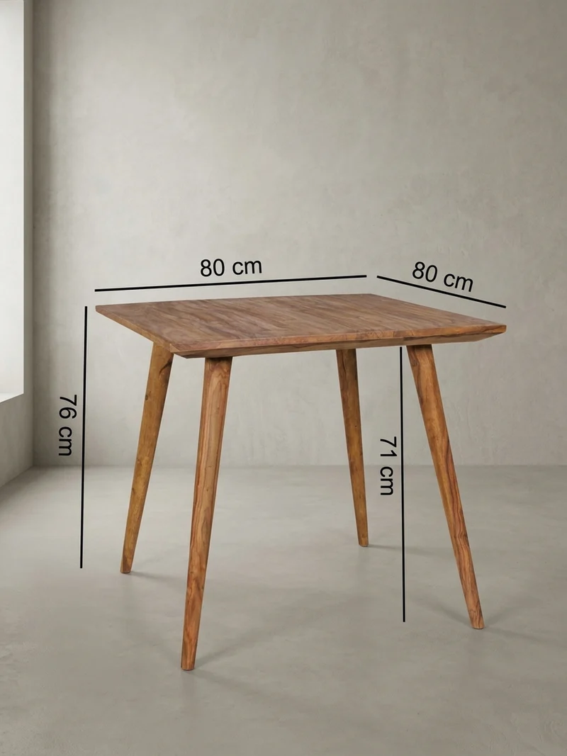 Esszimmertisch – Massivholz Braun 80x80x76 cm Retro Landhausstil