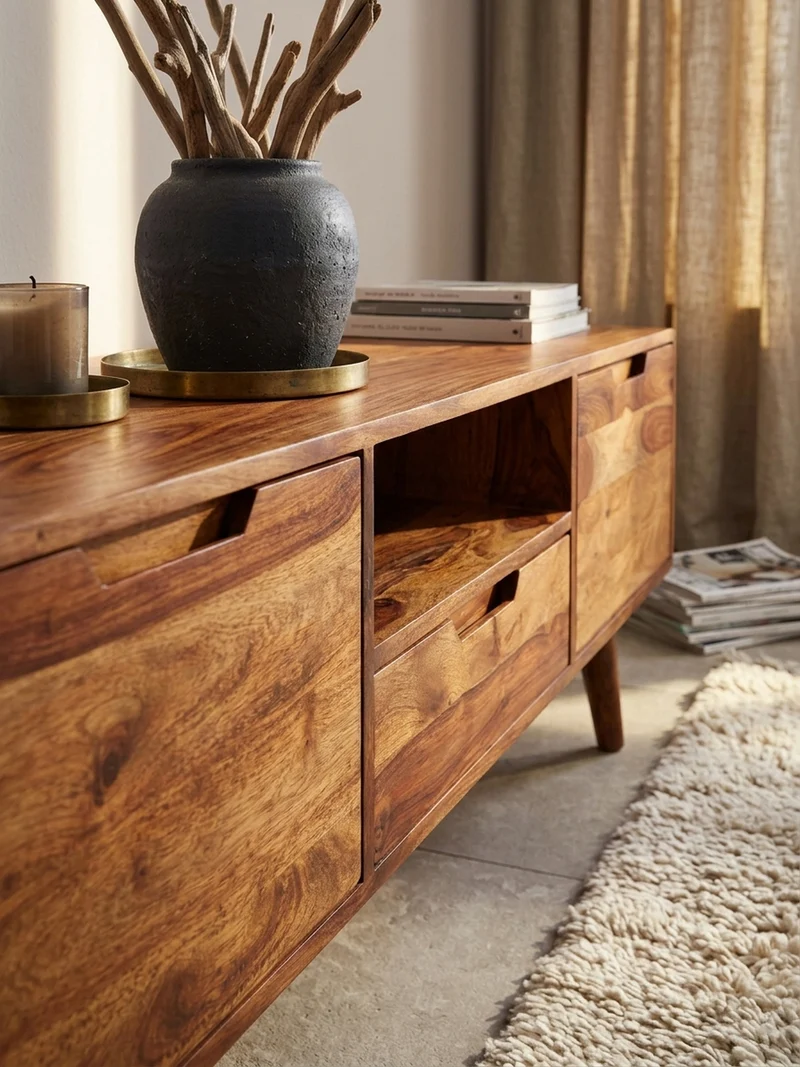 Lowboard Massivholz Landhausstil mit Stauraum Handgefertigt