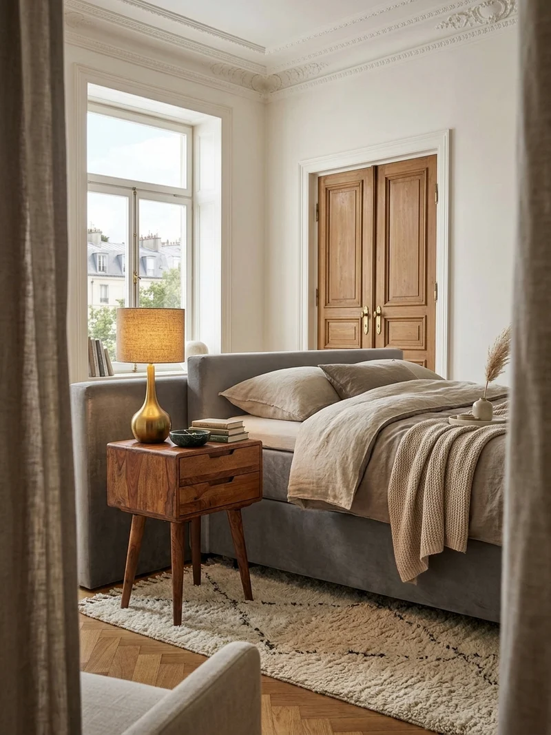 Nachttisch – Massivholz, 47x66x36 cm, 2 Schubladen, Landhausstil