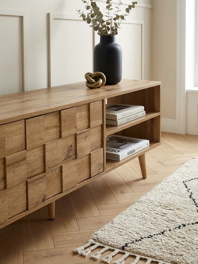 Lowboard Eiche-Dekor Modern Stil für 70-Zoll Fernseher