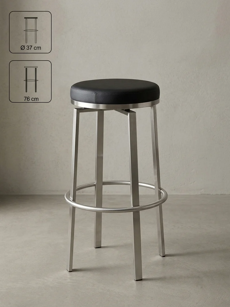 Barhocker – Edelstahl, drehbar, gepolsterte Sitzfläche, 76 cm