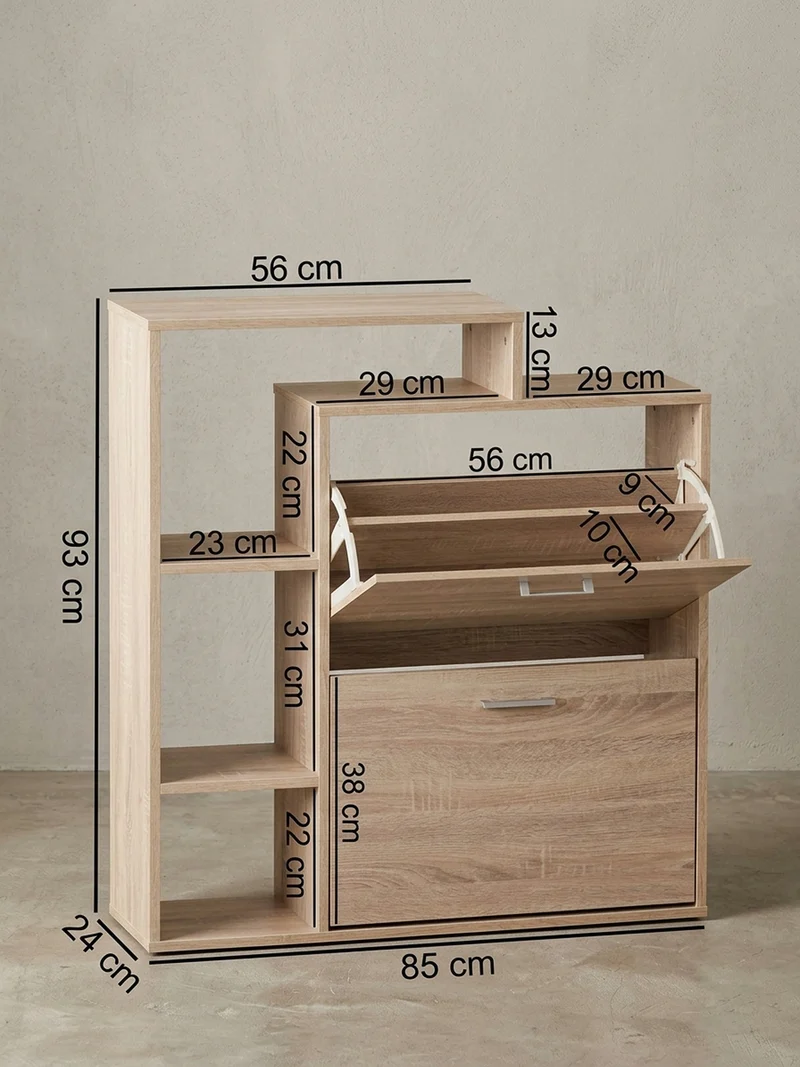 Schuhkipper – Sonoma Eiche, für ca. 12 Paar Schuhe, MDF-Holz