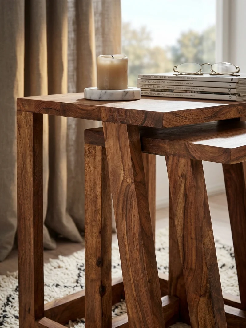 Beistelltisch Set – 2-teilig Massivholz verschiedene Größen