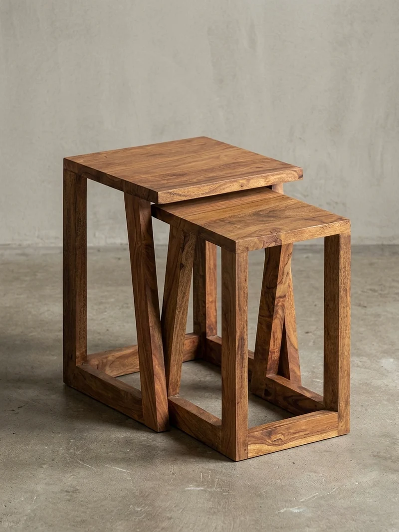 Beistelltisch Set – 2-teilig Massivholz verschiedene Größen