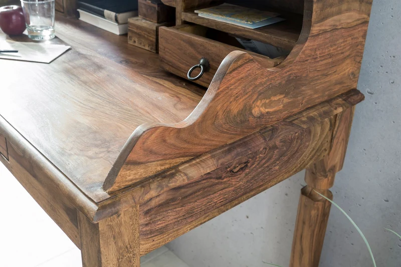 Schreibtisch – Massivholz, 115 cm, Landhausstil, 3 Schubladen, Vintage-Optik
