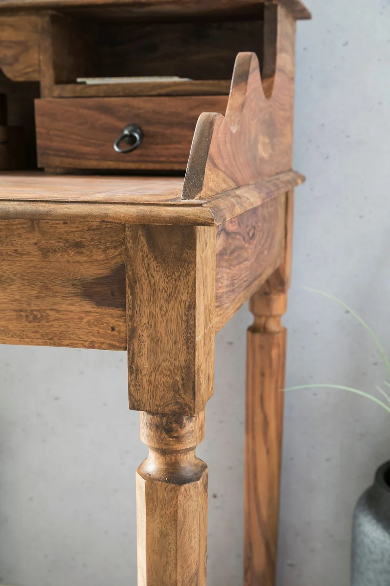 Schreibtisch – Massivholz, 115 cm, Landhausstil, 3 Schubladen, Vintage-Optik