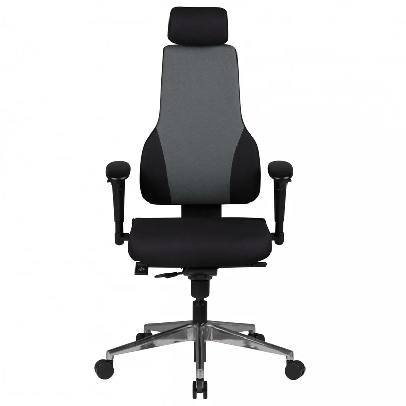 Chefsessel Kunstleder mit 3-Punkt-Synchronmechanik, ergonomischer Rückenlehne, höhenverstellbarer Kopfstütze und Aluminium-Fußkreuz FABIO
