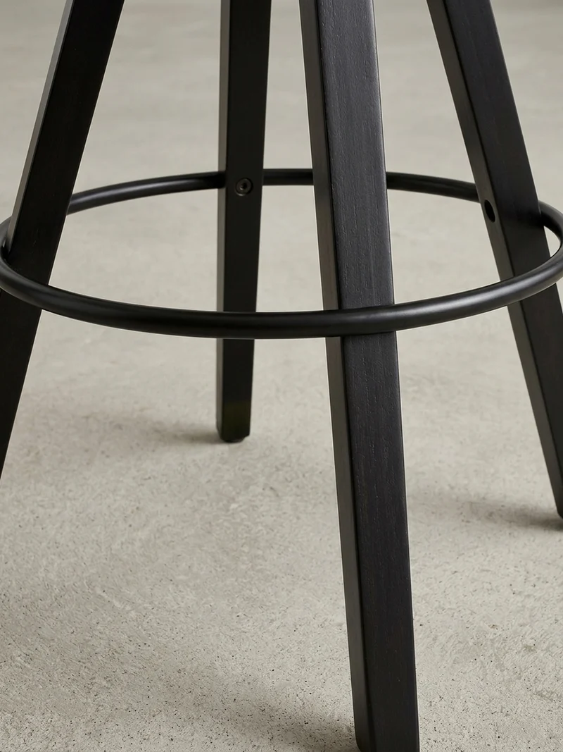 Barhocker – Skandinavisch, Kunstleder, Rückenlehne, X-Beine mit Metallring