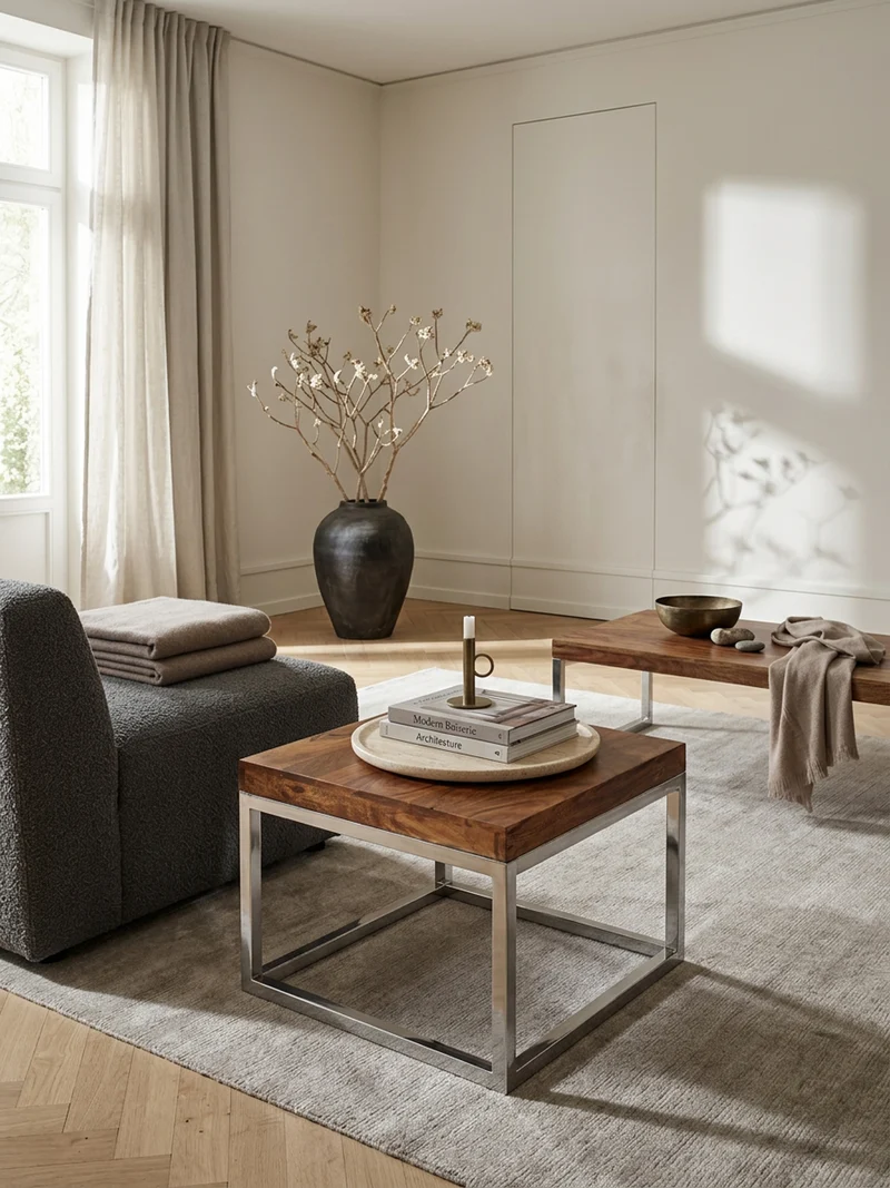 Couchtisch Massivholz Metallgestell Pflegeleicht