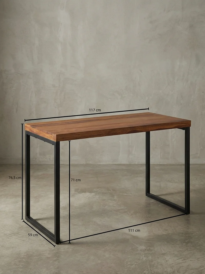 Schreibtisch – Massivholz/Metall, Industrial-Stil, handgefertigt