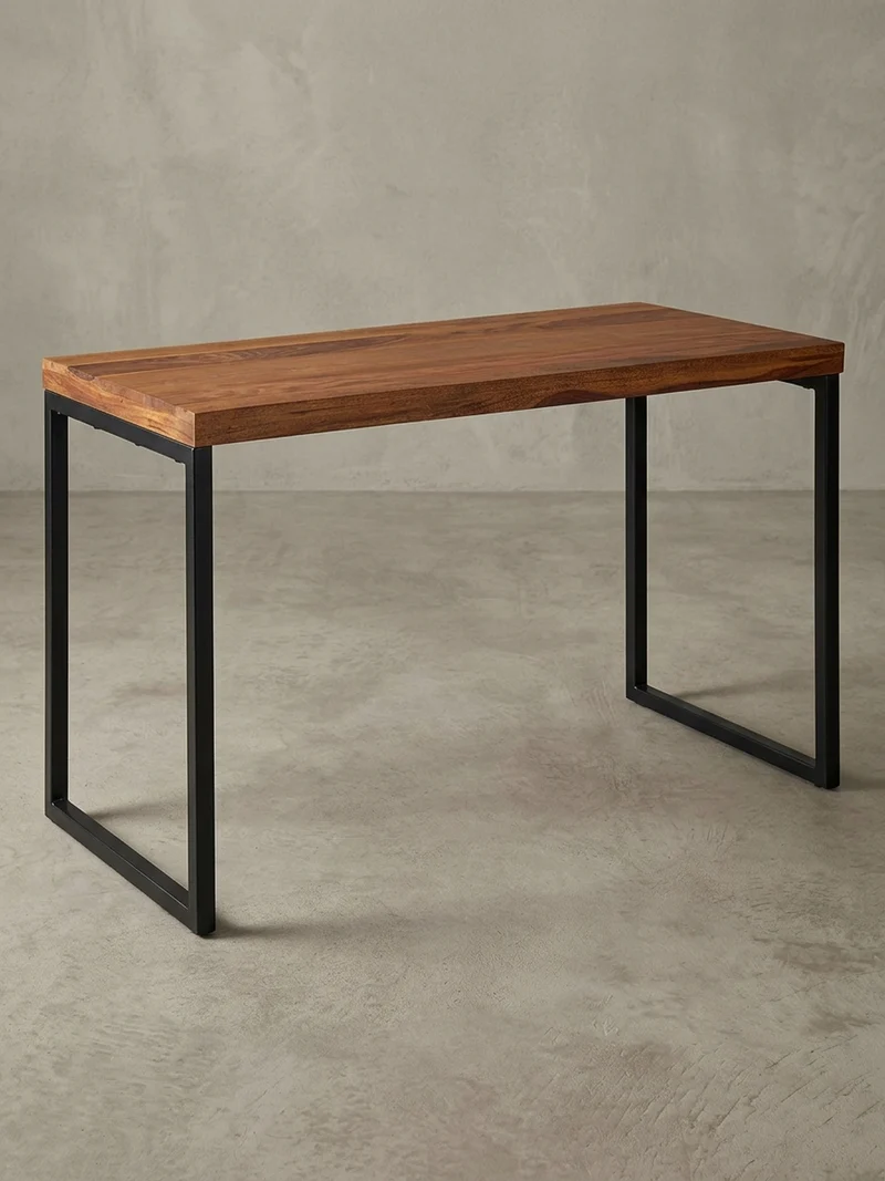 Schreibtisch – Massivholz/Metall, Industrial-Stil, handgefertigt