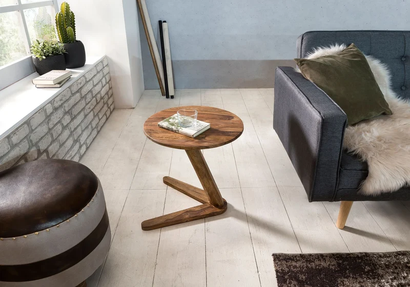 Beistelltisch – Rund Massivholz 50 cm Höhe