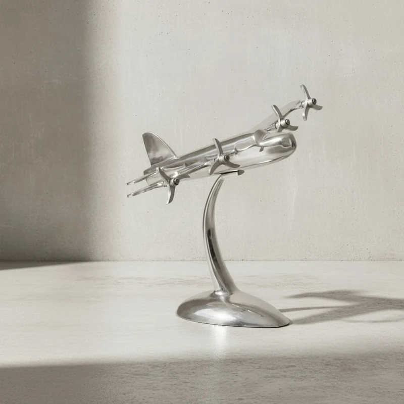 Dekofigur Flugzeugpropeller Aluminium Silber 42x30 cm handgefertigt