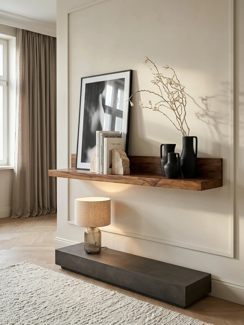 Wandregal Massivholz Landhausstil 140 cm Naturprodukt